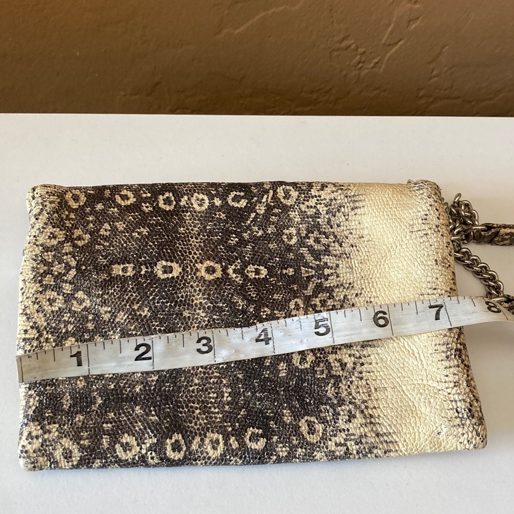 Henri Bendel Cream and Brown Snake Print Clutch - Picture 7 of 10